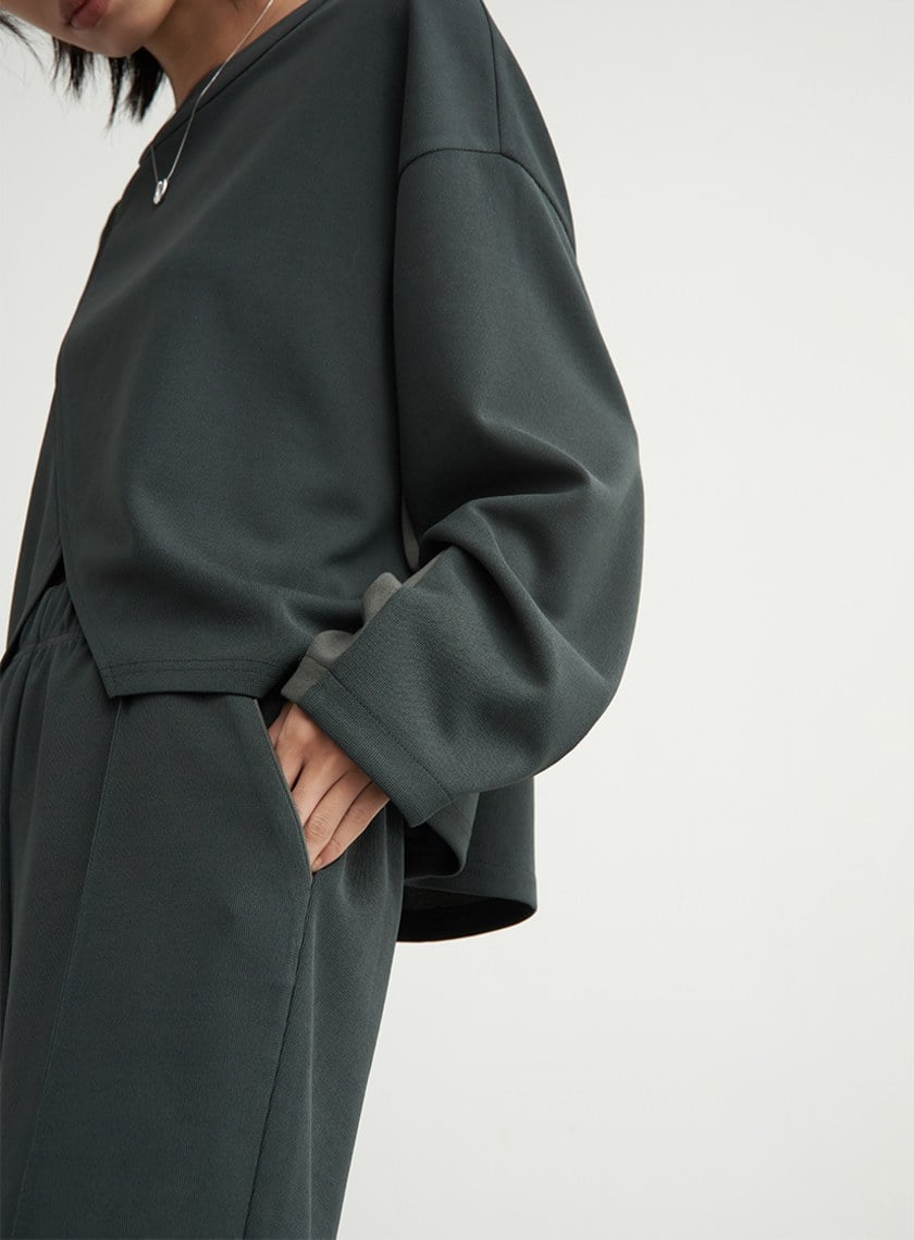 不對稱休閒長袖上衣